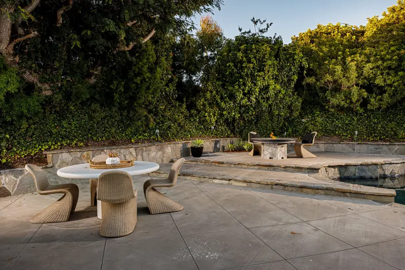 Firepit patio seating at night — Corona del Mar real estate photography