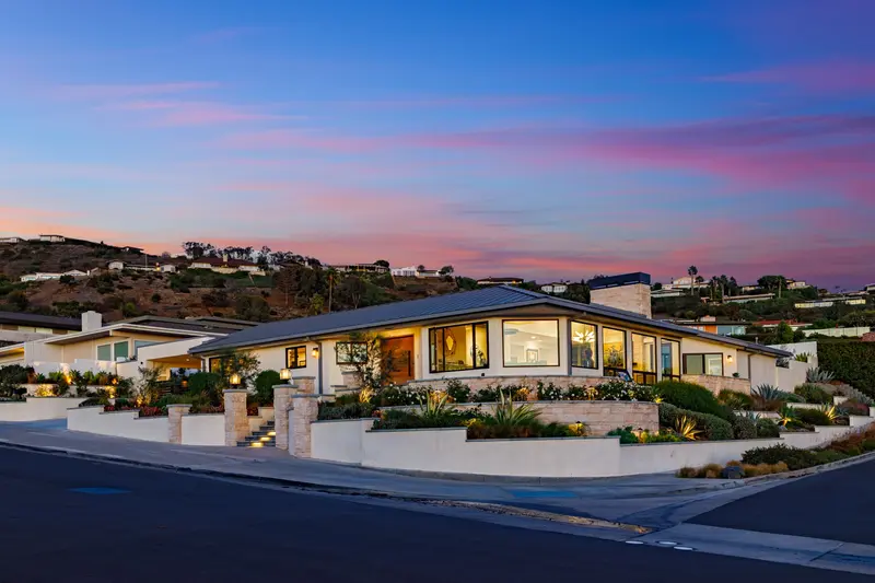 Front exterior at sunset, Monarch Bay, Dana Point