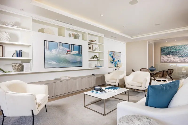 Living room with surf art — Monarch Beach South, Dana Point real estate photography