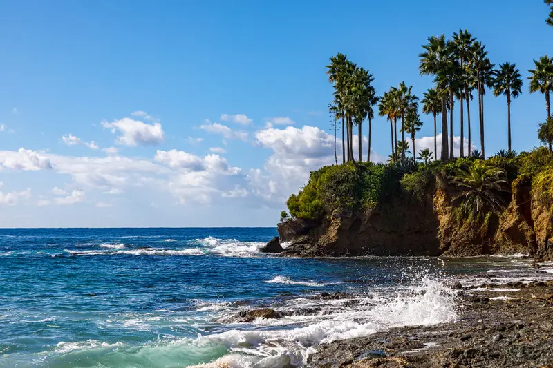 Aerial view of the beach and coastline, Shaw's Cove, North Laguna Beach