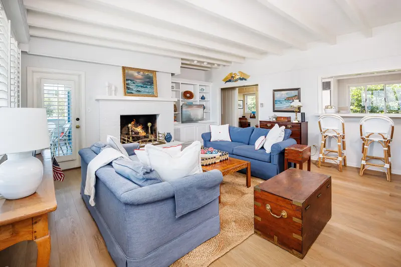 Family room fireplace detail — Laguna Beach real estate photography