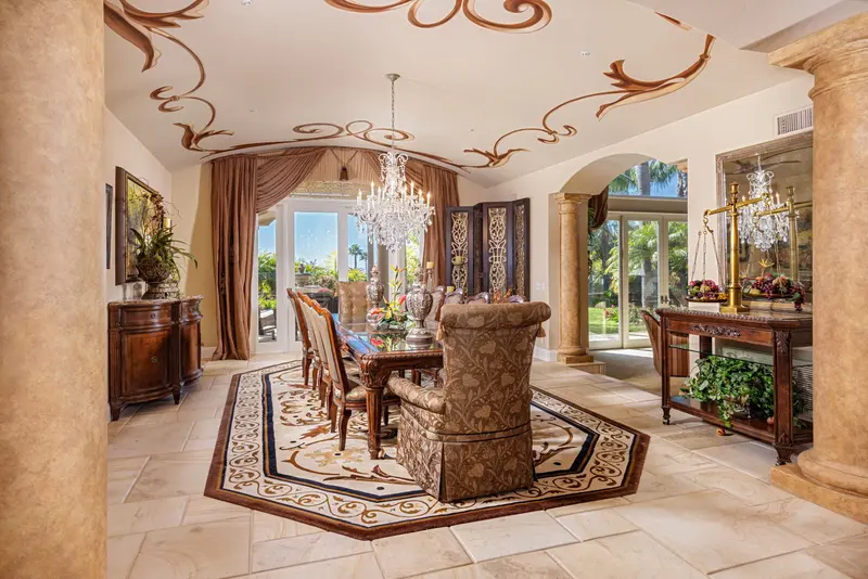 Formal dining room with hand-painted ceiling — Laguna Niguel real estate photography