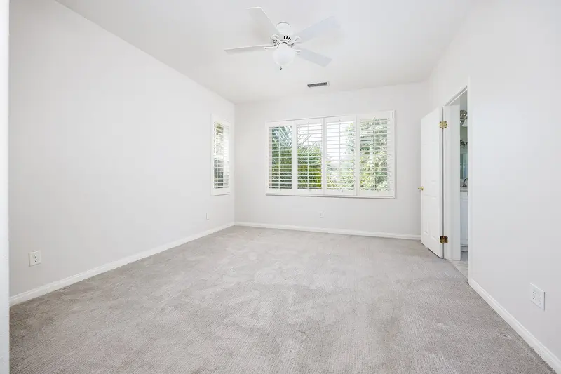 Bedroom virtually staged with modern furniture, after, Lake Forest — before