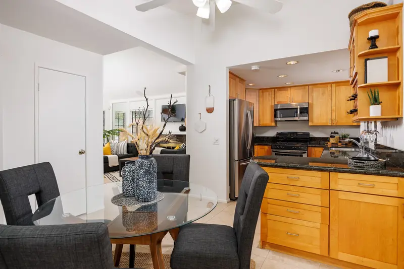 Dining area open to the kitchen — Lake Forest real estate photography