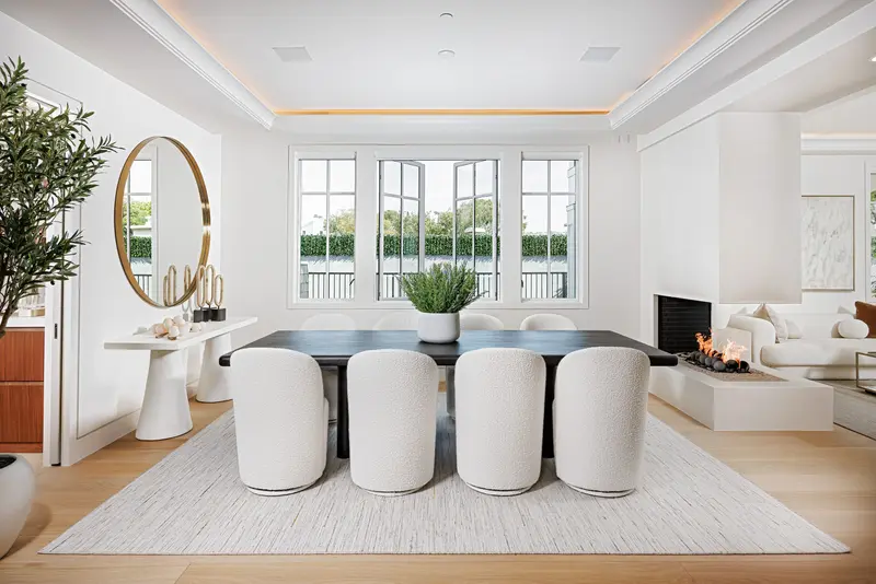 Dining room with fireplace — Newport Beach real estate photography