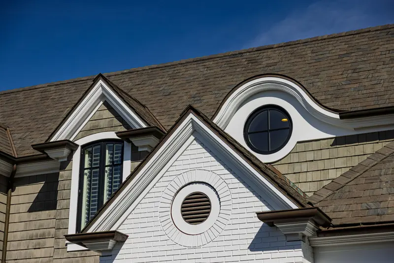 Roofline and dormer architectural detail — Newport Beach real estate photography