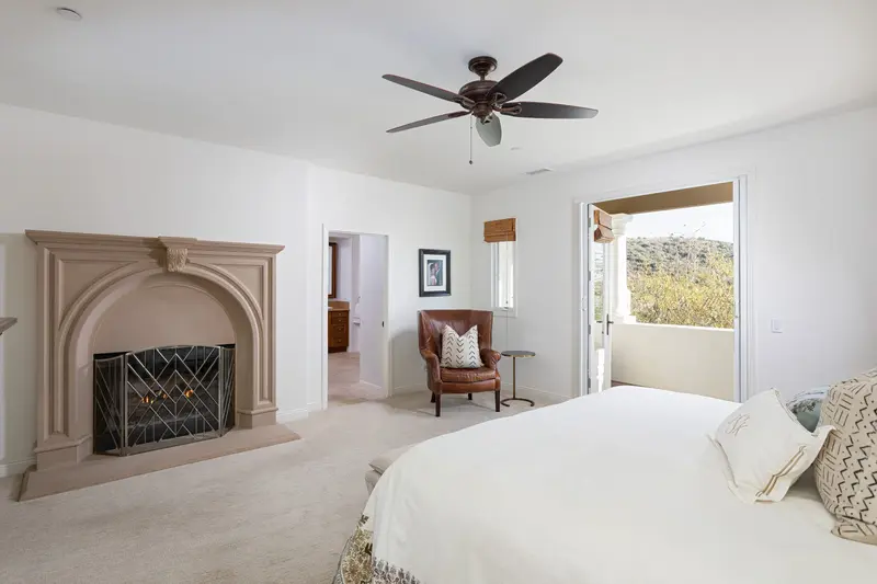 Primary bedroom with fireplace — San Clemente real estate photography