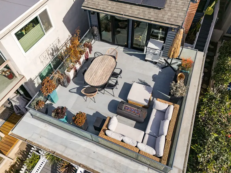 Aerial view of the neighborhood and Coast Highway — Laguna Beach real estate photography
